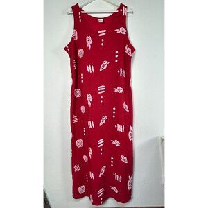 Casual Land Womens Red Seashell Print Sleeveless Maxi Dress Size XL Scoop Neck